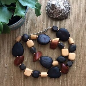 Wood pieces & Sea Beans Necklace